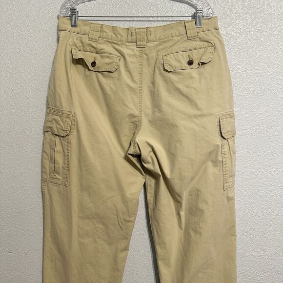 LL Bean Mens Cargo Pants 35X32(30) Tan  Sunwashed Canvas Straight Leg Distressed - Picture 5 of 11